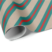 Rustic Kraft Blauwgroen Green Red Wide Stripe Holi Cadeaupapier (Rol Hoek)