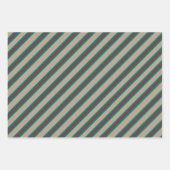 Rustic Kraft Blauwgroen Green Red Wide Stripe Holi Inpakpapier Vel (Voorkant 2)
