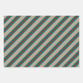 Rustic Kraft Blauwgroen Green Red Wide Stripe Holi Inpakpapier Vel (Voorkant)