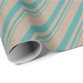Rustic Kraft Blauwgroen Green Stripes Vakantie Cadeaupapier (Rol Hoek)