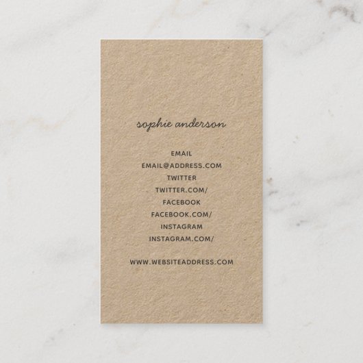 Rustic Kraft bloeit thuis met liefde Visitekaartje (Achterkant)