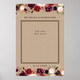 Rustic Kraft Bloemende Fotoprop Selfie Frame Poster