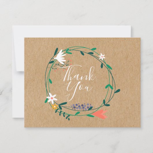 Rustic Kraft Bloemenslingers Bedankt Zakelijk (Voorkant)