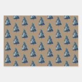 Rustic Kraft Blue en Green Spruce Trees Inpakpapier Vel (Voorkant)