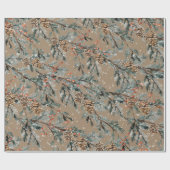 Rustic Kraft Blue Juniper Branches Cones & Berries Cadeaupapier (Vlak)