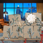 Rustic Kraft Blue Juniper Tree Branches Inpakpapier Vel