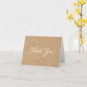 Rustic Kraft Blue Love Hearts Dank u Kaart (Gele Bloem)