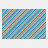 Rustic Kraft Blue Navy Capri Blauw Snoep Strepen Inpakpapier Vel (Voorkant 3)