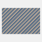 Rustic Kraft Blue Navy Capri Blauw Snoep Strepen Inpakpapier Vel (Voorkant 2)