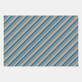 Rustic Kraft Blue Navy Capri Blauw Snoep Strepen Inpakpapier Vel (Voorkant)