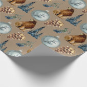 Rustic Kraft Blue Spruce Grizzly & Pine Cones Cadeaupapier (Hoek)
