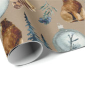Rustic Kraft Blue Spruce Grizzly & Pine Cones Cadeaupapier (Rol Hoek)