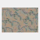 Rustic Kraft Blue Spruce Needles & Berries Inpakpapier Vel (Voorkant)