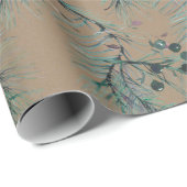 Rustic Kraft Blue Spruce Tree Needles & Berries Cadeaupapier (Rol Hoek)