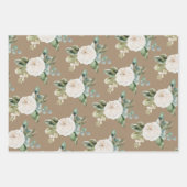 Rustic Kraft Blue Spruce White Floral Greenery Inpakpapier Vel (Voorkant)