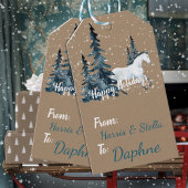 Rustic Kraft Blue Spruce Woodland White Horse Cadeaulabel