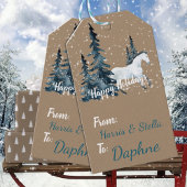 Rustic Kraft Blue Spruce Woodland White Horse Cadeaulabel