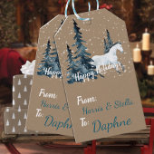 Rustic Kraft Blue Spruce Woodland White Horse Cadeaulabel