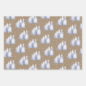 Rustic Kraft Blue White Snowy Ski Chalet Mountains Inpakpapier Vel (Voorkant 2)