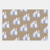 Rustic Kraft Blue White Snowy Ski Chalet Mountains Inpakpapier Vel (Voorkant)