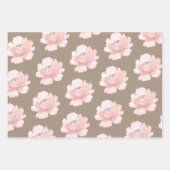Rustic Kraft Blush Peach Peony Flowers Floral Inpakpapier Vel (Voorkant 2)