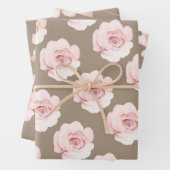 Rustic Kraft Blush Peach Peony Flowers Floral Inpakpapier Vel (In situ)