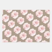 Rustic Kraft Blush Peach Peony Flowers Floral Inpakpapier Vel (Voorkant)