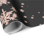 Rustic Kraft Blush Pink Gold Snowflakes Black Cadeaupapier (Rol Hoek)