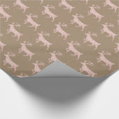 Rustic Kraft Blush Pink Gold Stag Reindeer Cadeaupapier (Hoek)