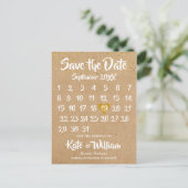 Rustic Kraft Boho Calendar Save the Date Photo Aankondigingskaart (Staand voorkant)