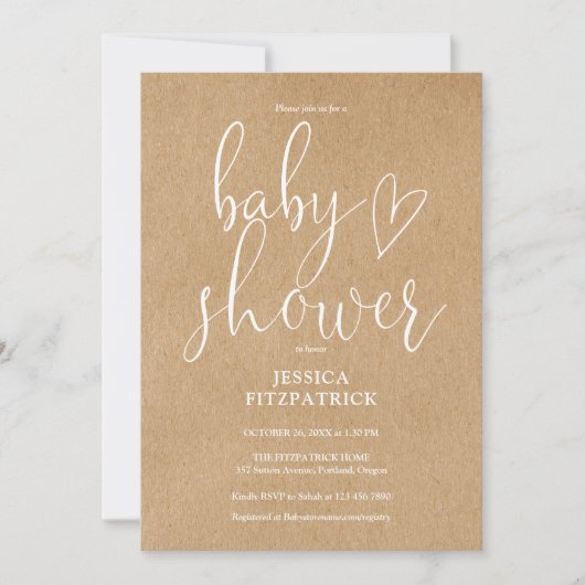 Rustic Kraft Boho Genderneutraal Baby shower Kaart (Voorkant)