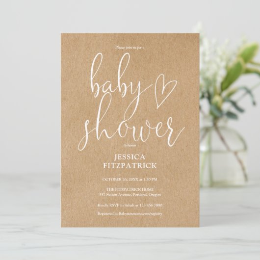 Rustic Kraft Boho Genderneutraal Baby shower Kaart (Staand voorkant)