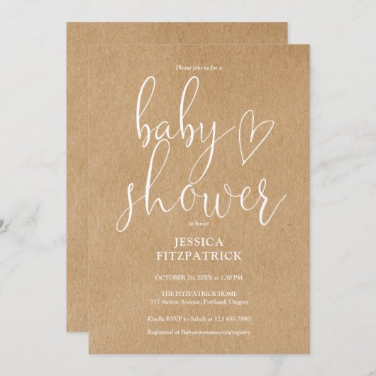 Rustic Kraft Boho Genderneutraal Baby shower Kaart (Voorkant / Achterkant)