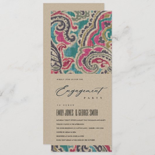 RUSTIC KRAFT BOHO IKAT TRIBAL PINK BLAUWGROEN VERL KAART (Voorkant / Achterkant)