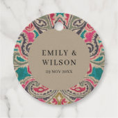 RUSTIC KRAFT BOHO TRIBAL IKAT PINK AGATE WEDDING BEDANKJES LABELS (Voorkant)