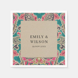 RUSTIC KRAFT BOHO TRIBAL IKAT PINK BLAUWGROEN WEDI SERVET