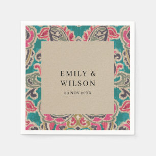 RUSTIC KRAFT BOHO TRIBAL IKAT PINK BLAUWGROEN WEDI SERVET