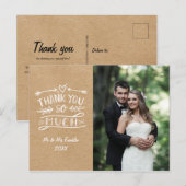 Rustic Kraft Boho Trouwfoto Dank u Briefkaart (Voorkant / Achterkant)