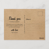 Rustic Kraft Boho Trouwfoto Dank u Briefkaart (Achterkant)