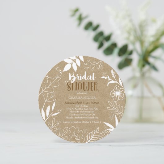 Rustic Kraft Botanical Pattern Vrijgezellenfeest Kaart (Staand voorkant)