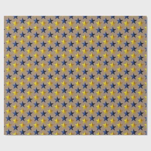 Rustic Kraft Bright Navy Blue Gold Stars Cadeaupapier (Vlak)