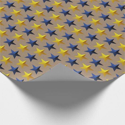 Rustic Kraft Bright Navy Blue Gold Stars Cadeaupapier (Hoek)