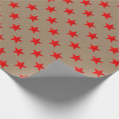 Rustic Kraft Bright Red Stars Cadeaupapier (Hoek)