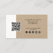 Rustic Kraft Brown Business Logo QR Code Loyalty Visitekaartje (Achterkant)