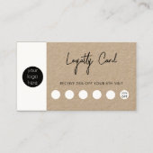 Rustic Kraft Brown Business Logo QR Code Loyalty Visitekaartje (Voorkant)