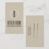 Rustic Kraft Brown Minimal Verwijs een vriendenver Aanbevelingskaartje (Voorkant / Achterkant)