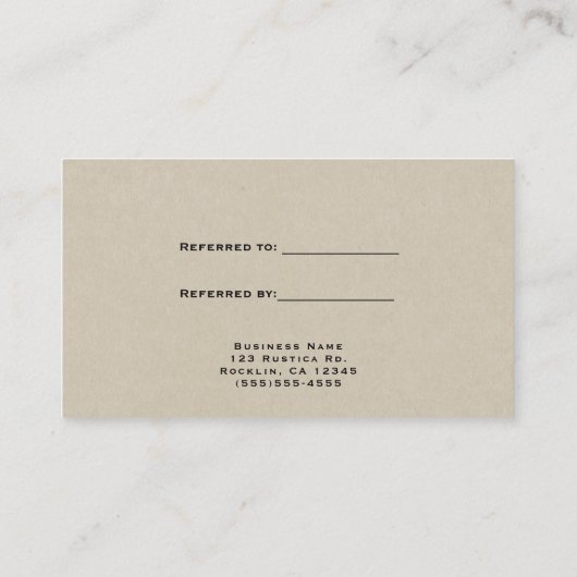 Rustic Kraft Brown Minimal Verwijs een vriendenver Aanbevelingskaartje (Achterkant)