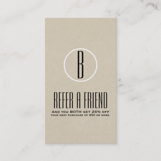 Rustic Kraft Brown Minimal Verwijs een vriendenver Aanbevelingskaartje (Voorkant)