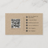Rustic Kraft Brown Minimalist Social Media QR Code Visitekaartje (Achterkant)