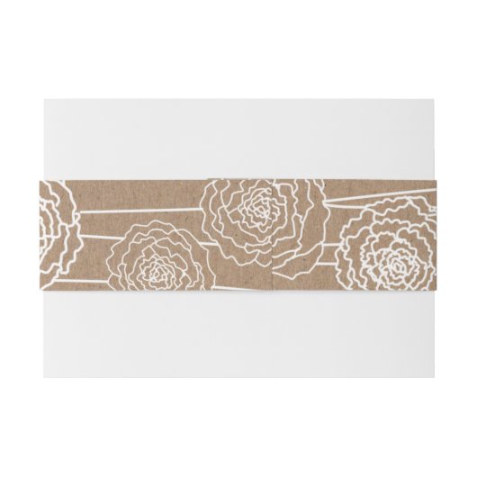 Rustic Kraft Brown Paper Flowers Wedding Uitnodigingen Wikkel (Achterkant Voorbeeld)